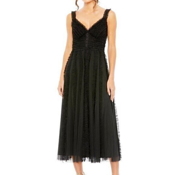 Mac Duggal. Sleeveless Ruffle Tiered Dress. - Picture 1 of 14
